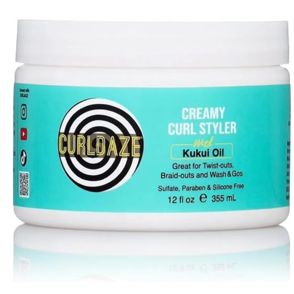 Curldaze Creamy Curl Styler with Kukui Oil, Vitamins A, C, and E. Moisturizing